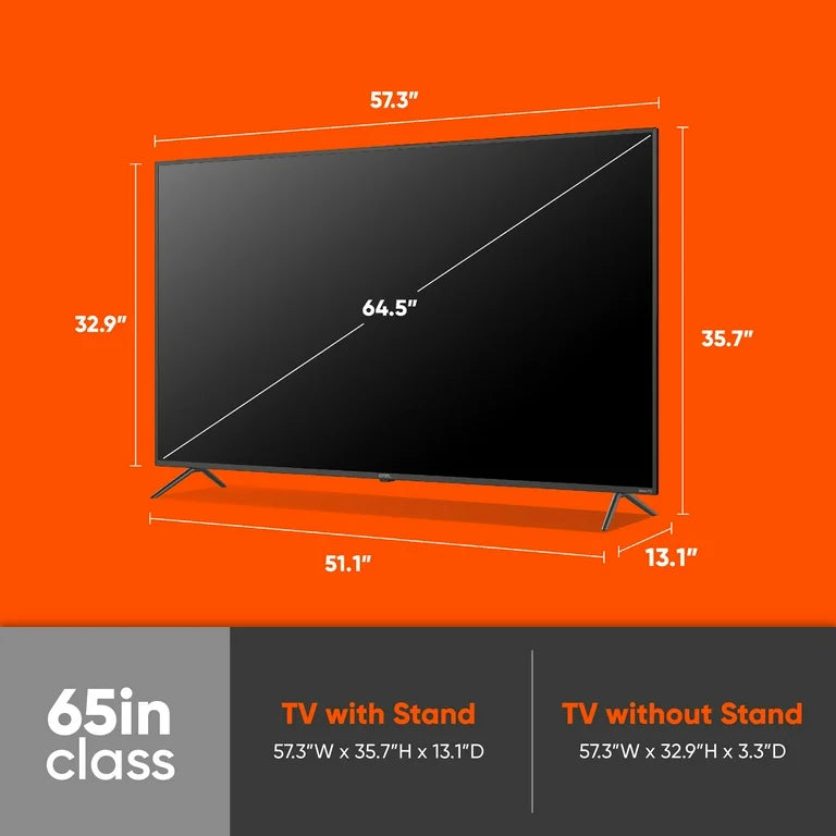 ONN 65” Class 4K UHD (2160P) LED Roku Smart Television HDR (100012587)